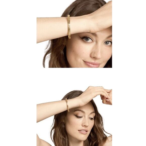 New Our Spare Change Skinny Floral Cuff Bracelet 18K Gold Plated - Picture 14 of 16